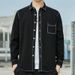 Autumn Men's Cotton Denim Korean Version Loose Inch Top Long Sleeved Shirt Black Trendy Cool Jacket Large Size_mkmklike.com