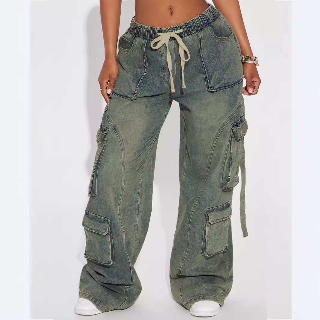 Y2K Cargo Jeans – Baggy Streetwear Denim Pants With Utility Pockets (Navy Blue, S-XL)_mkmklike.com