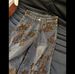 Retro Flocked Color Block Jacquard Denim Jeans Women's Casual Cotton Solid Pattern Spring/Autumn Summer Clothing_mkmklike.com