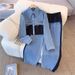 Cowboy Splicing Fashion Casual Set Spring And Autumn New Style Long Sleeve Top+Wide Leg Long Pants Two Piece Set_mkmklike.com