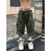 Men's Clothing High Street Camouflage Capri Jeans Trendy Washed Distressed Loose Fit American Style Ripped Workwear For Men And Women_mkmklike.com