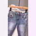 Men's Washed Blue Whiskered Denim Shorts Trendy Brand Slim Fit Casual Five Point Pants Slightly Stretchy Style_mkmklike.com