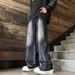 American Retro High Street Pants Autumn And Winter Trendy Brand Design Sense Tie-dye Gradual Change Wide-leg Pants Men's Loose Straight Jeans_mkmklike.com
