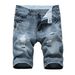 Men's Ripped Denim Shorts Summer Cotton Light Color Suitable For Slim Fit Mid Pants Versatile Retro Men's Jeans_mkmklike.com