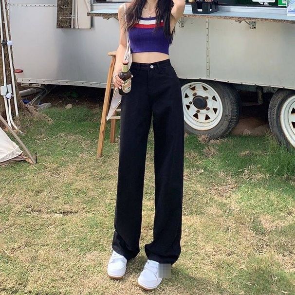 Women's Clothing High Waist Wide Leg Jeans - Stretch Straight Denim Pants In 10 Colors (S-5XL)_mkmklike.com