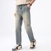 Men's Versatile Straight Leg Cropped Jeans mid Waist Loose Fit Trendy Street Style Basic Flattering for All Body Types plus Size_mkmklike.com