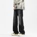 Four Seasons Washing Water Mopping Jeans Solid Color Retro Simple Hong Kong Style Loose Straight Pants_mkmklike.com