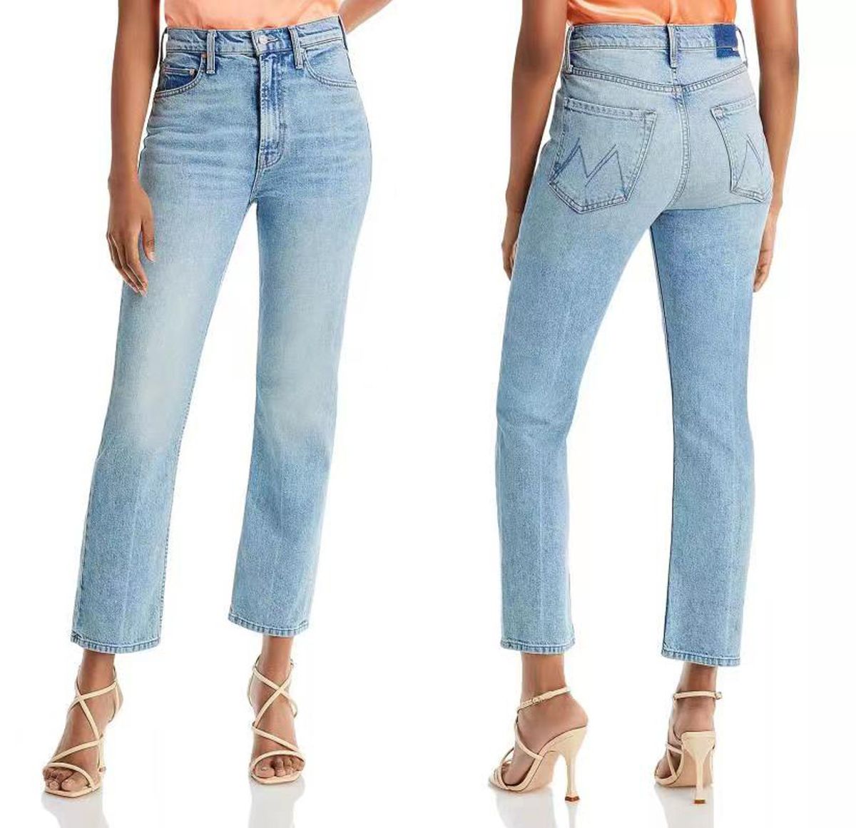 High-Waisted Slim Straight Cropped Jeans For Women - Stretch Light Blue Denim Pants, Casual & Streetwear Essential_mkmklike.com