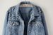 Hot Wish Women's Studded Denim Jacket Slim Fit Loose Pearl Detail Versatile Top_mkmklike.com