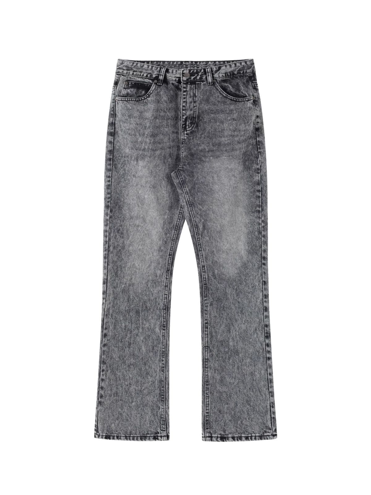 Men's Clothing | Black And Gray Washed Distressed Flared Jeans Vintage Retro Bamboo Grey Denim_mkmklike.com