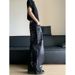 Men's American Retro Washed Distressed Jeans Loose Wide Leg Trousers Niche Style Lightning Pattern_mkmklike.com