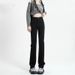 Black Slim-fit Straight-leg Jeans Women, 2025 New Autumn High-waisted Slimming Wide-leg Cigarette Pants For Pear-shaped_mkmklike.com