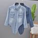 Women's Denim Shirt, Korean Style, Loose Fit, Hides Body Imperfections, Casual And Stylish, Short Length, Suitable All_mkmklike.com