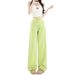 Petite Women's Green Wide-Leg Jeans, Spring/Summer 2025 New Style, High-Waisted, Loose, Slimming, Versatile_mkmklike.com
