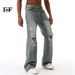 EF JEANS | 2024 Four Seasons New Product Street Wind Wear Broken Holes Old Retro Micro-pull Jeans Tide_mkmklike.com