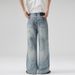 Men's Clothing Gradient Contrast A Line Jeans Vintage Washed Blue-White Ombre A-Line Jeans For Men – Streetwear Loose Fit Straight Leg Denim Pants_mkmklike.com