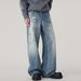 Streetwear Splatter Paint Jeans – Relaxed Straight-Leg Distressed Denim Pants For Men (S-XXXL, Washed Blue, Graffiti-Inspired Urban Style)_mkmklike.com