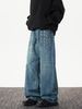 Vintage High-Waisted Distressed Jeans – Retro Wide Leg Denim Pants With Studded Details_mkmklike.com