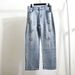 Women's Loose Straight Leg Denim Pants Trendy Brand Black Washed Wide Leg Rhinestone Heart Detail Autumn Fashion_mkmklike.com