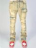 Men's Clothing Men's Straight Leg Denim Workwear Pants Fashionable Style Elastic Waist Hole Design Layered Flared Jeans_mkmklike.com
