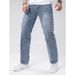 Men's Stretch Comfort Jeans – Slim Fit Straight-Leg Denim Pants In Ocean Blue, Mid-Rise Cotton Blend For Everyday Versatility_mkmklike.com