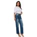 Women’s Clothing spot high waist slim retro blue crease loose straight jeans casual pants_mkmklike.com