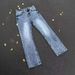 Lightning Wave Ice Blue Washed Denim Jeans For Men - Straight Leg With Subtle Flare, Heavyweight Distressed Vintage Style_mkmklike.com