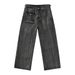 Men's Asymmetrical Pocket Detail Jeans – Raw Hem Straight-Leg Denim Pants With Contrast Stitching & Minimalist Patchwork (S-XL, Mid-Rise, Zip Fly)_mkmklike.com