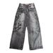American Retro Old Washed Hip Hop Loose Wide Leg Jeans Trendy Cool Jeans_mkmklike.com