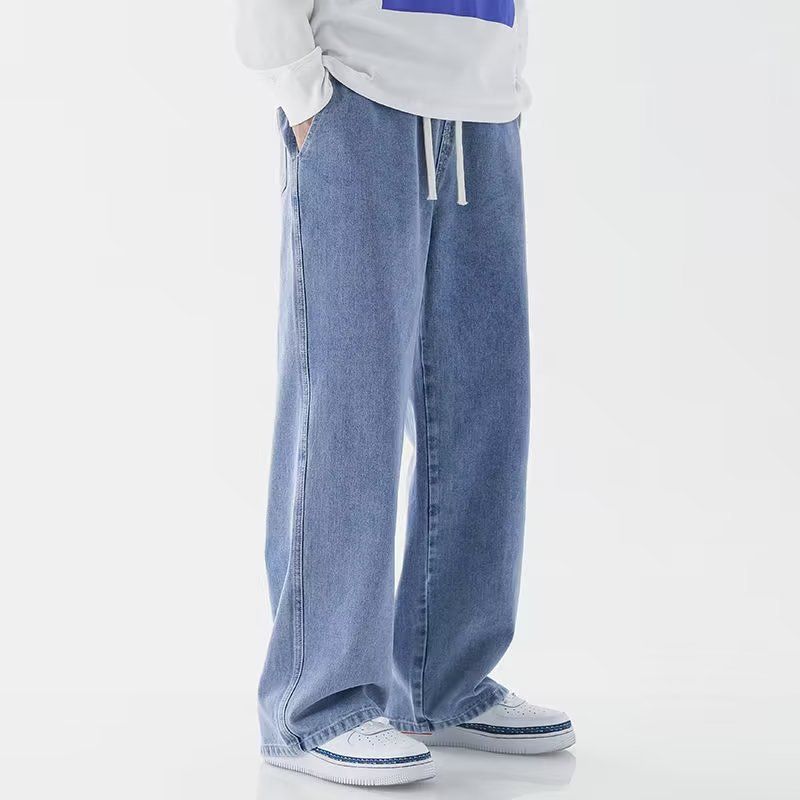 Men's Clothing Jeans Men Autumn Large Size Straight Pants Men Loose Trend Hong Kong Style Ins Wide Leg Pants Casual Long Pants_mkmklike.com