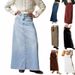 Loose Casual Summer Denim Skirt Women's Midi Skirt Cotton Straight Leg Jeans Skirt Comfortable Breathable Summer Skirt_mkmklike.com