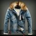 Northfold Autumn Winter New Couple Fleece Lined Thickened Slim Fit Denim Korean Style Men's Jacket_mkmklike.com