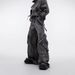 Men’s Oversized Cargo Pants – Streetwear Distressed Denim With Multi-Pocket & Zip Details, Drop-Cut Hem_mkmklike.com
