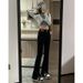 Black Slit Denim Jeans Women, Spring And Autumn 2026 New Model, High-waisted, Slim-fit, Stretchy, Micro-flared Pants For_mkmklike.com