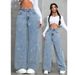 Women's High-Waisted Flared Jeans With Rhinestone Embellishments – Stretch Denim Wide-Leg Pants (XS-XXL, Washed & Distressed Look)_mkmklike.com