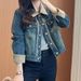Chicco Spring And Autumn New Style Elegant Denim For Women, European Vintage Washed Small Size Jacket Top_mkmklike.com