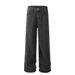 Washed Button Design Jeans Men's Punk Street Style Vibe Trend Embroidered Vintage Loose Straight Long Pants_mkmklike.com