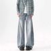 Trendy Brand Washed Scimitar Jeans Men's American High Street Loose Wide-leg Pants Cleanfit Casual Versatile Pants_mkmklike.com