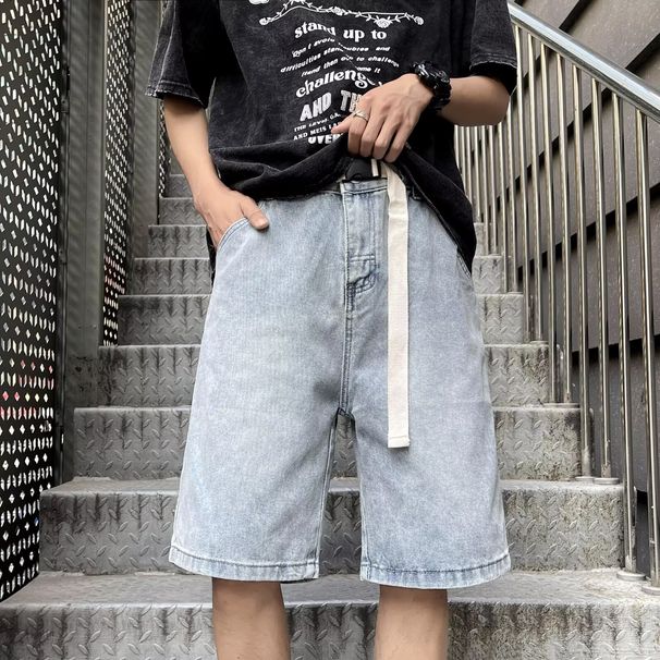 Men's Trendy Brand Retro Washed Denim Shorts High Street Casual Five Point Pants Summer Fashion_mkmklike.com