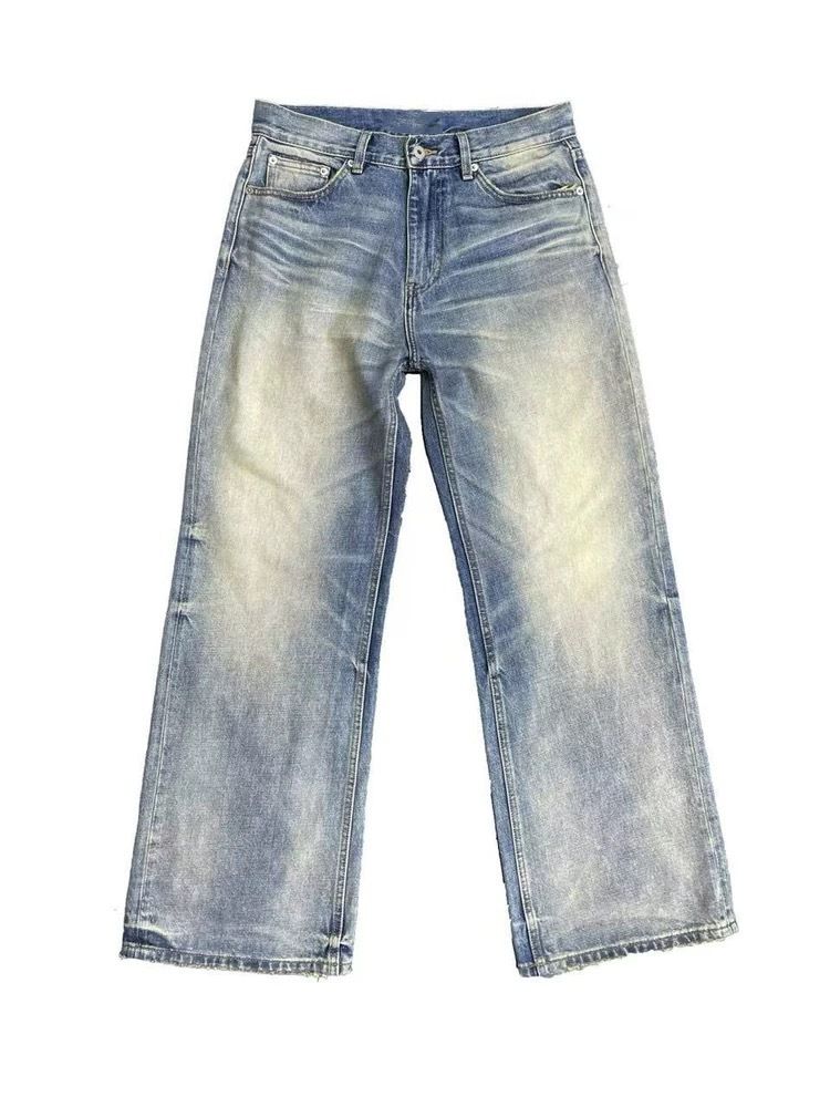 King Of The Denim Series 05 – Vintage Washed Distressed Baggy Jeans With Slight Flare & Cleanfit A-Line Silhouette_mkmklike.com
