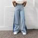Women's Clothing Vintage-Inspired Wide-Leg Jeans With Contrast Side Seam & Fringe Details – Retro High Waist Flared Pants For Women, Boho Chic Denim_mkmklike.com