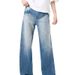 Men's Clothing Light Blue Washed Jeans Men's Cleanfit Design Wide Leg Straight Loose Long Pants_mkmklike.com