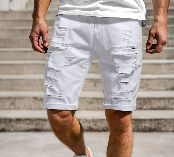 Men's Clothing Spring And Summer Sunshine Casual Denim Shorts Ripped Solid Color Shorts Large Size Foreign Trade Casual Pants_mkmklike.com