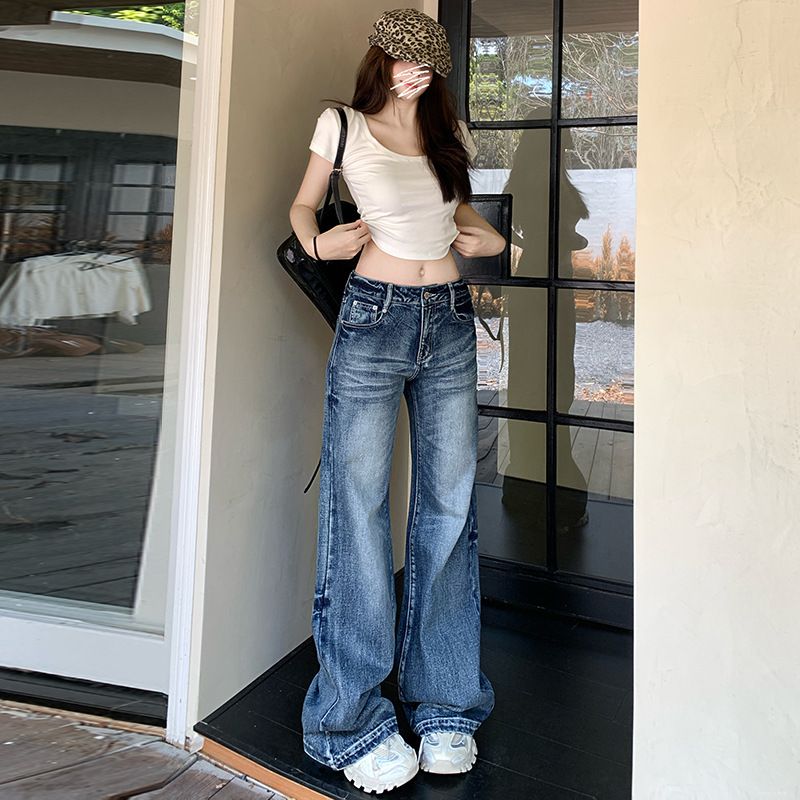 Low-Rise Flared Jeans For Women – Vintage Whisker Wash, Stretch Comfort & Casual Chic (XS-XL, High Shine Blue, Regular & Tall Lengths)_mkmklike.com