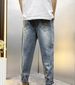 Slim Fit Cropped Jeans For Men And Teenagers Autumn New Style Versatile Light Color Casual Drawstring Jogger Pants_mkmklike.com
