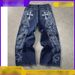 Men's Clothing Y2K Hip Hop Loose Wide Leg Jeans Low Rise Printed Washed American Style Street Fashion_mkmklike.com