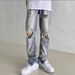 Men's Trendy Ripped Skinny Jeans High Street European American Style Distressed Zipper Pants Spring Summer Retro_mkmklike.com