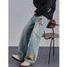 Vintage High Waist Flared Jeans Distressed Denim for Women And Men Retro Streetwear Style Light Blue S-3XL Trendy Classic Fit_mkmklike.com