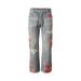 Patchwork Jeans For Women – Trendy Wide-Leg Denim Pants With Relaxed Fit & Unique Design Flattering High Waist_mkmklike.com
