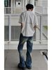 Men's Clothing Men's Distressed Bootcut Jeans - Vintage Washed Denim Pants With Clean Fit (Blue, S-XXL)_mkmklike.com